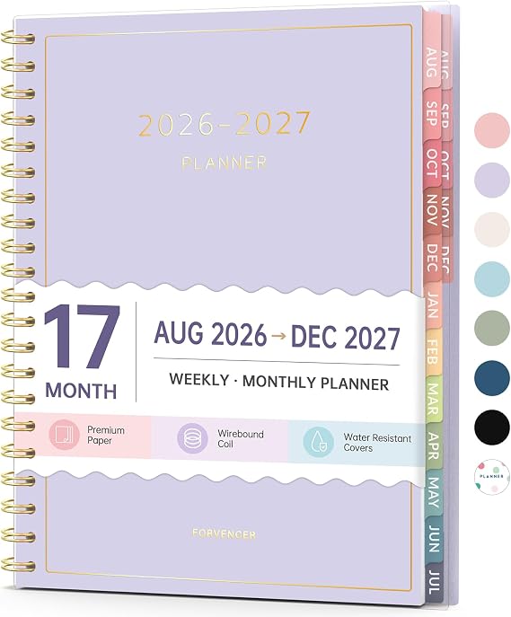 Forvencer 17 Month Academic Planner 2026-2027, Aug 2026-Dec 2027, 8.5"x11"