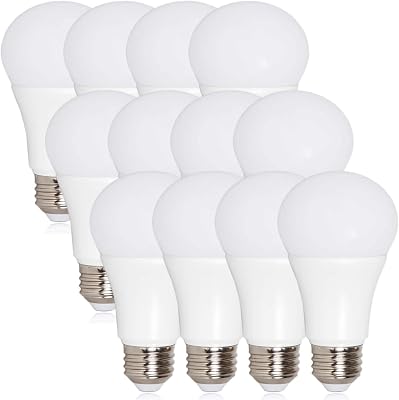 Maxxima LED A19 800 Lumens 60 Watt Equivalent Light Bulb Set - 2700K Soft White Light, Energy Efficient 10 Watts, E26 Base, Non-Dimmable, for Bathrooms, Lamps, and Living Rooms - 12 Pack