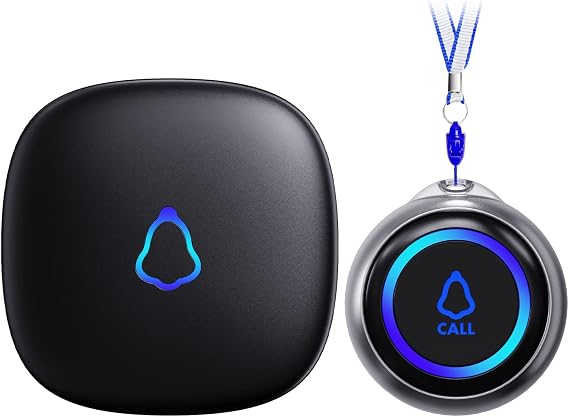 Wireless Caregiver Pager, 1 Call Button + 1 Receiver for Elderly at Home