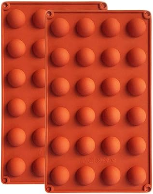 BUSOHA 24 Cavities Semicircle Silicone Molds - Mini Semi Sphere Round Dome Fondant Mold, Bomb Teacake Baking Pan for Cake Decoration, Chocolate Candy Gummy Mousse Jelly Pudding Ice Cube Tray, Set of 2