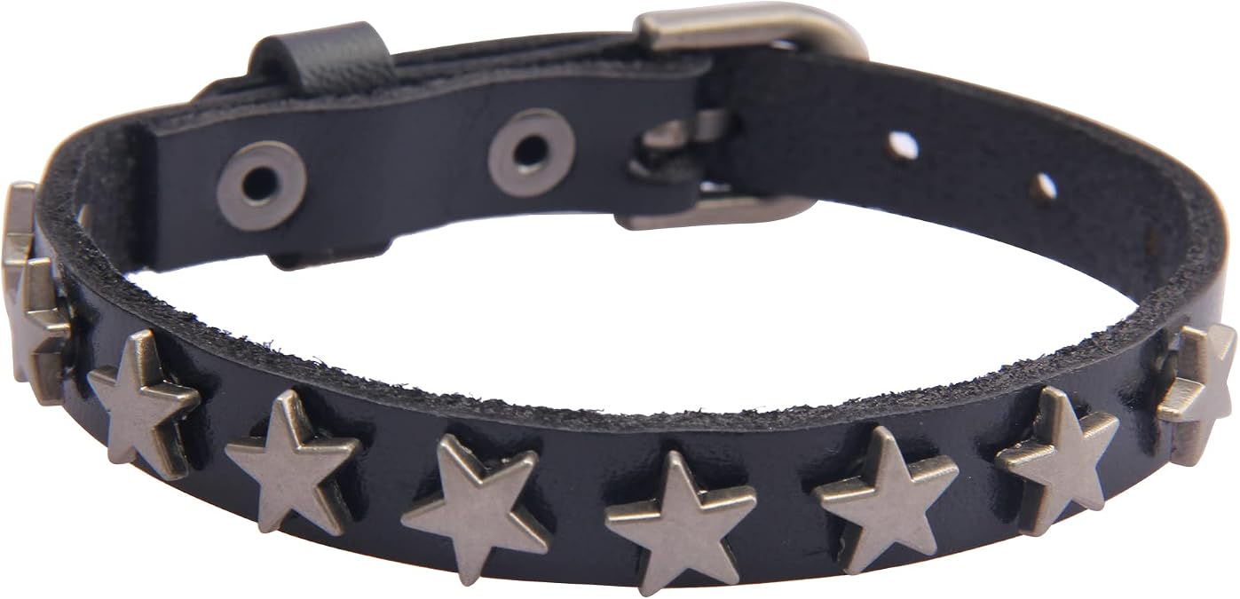 GelConnie Punk Leather Cuff Bracelet Adjustable Straps Wrap Bracelets Arm Armor Cuff Gothic Leather Wristbands for Men, Women