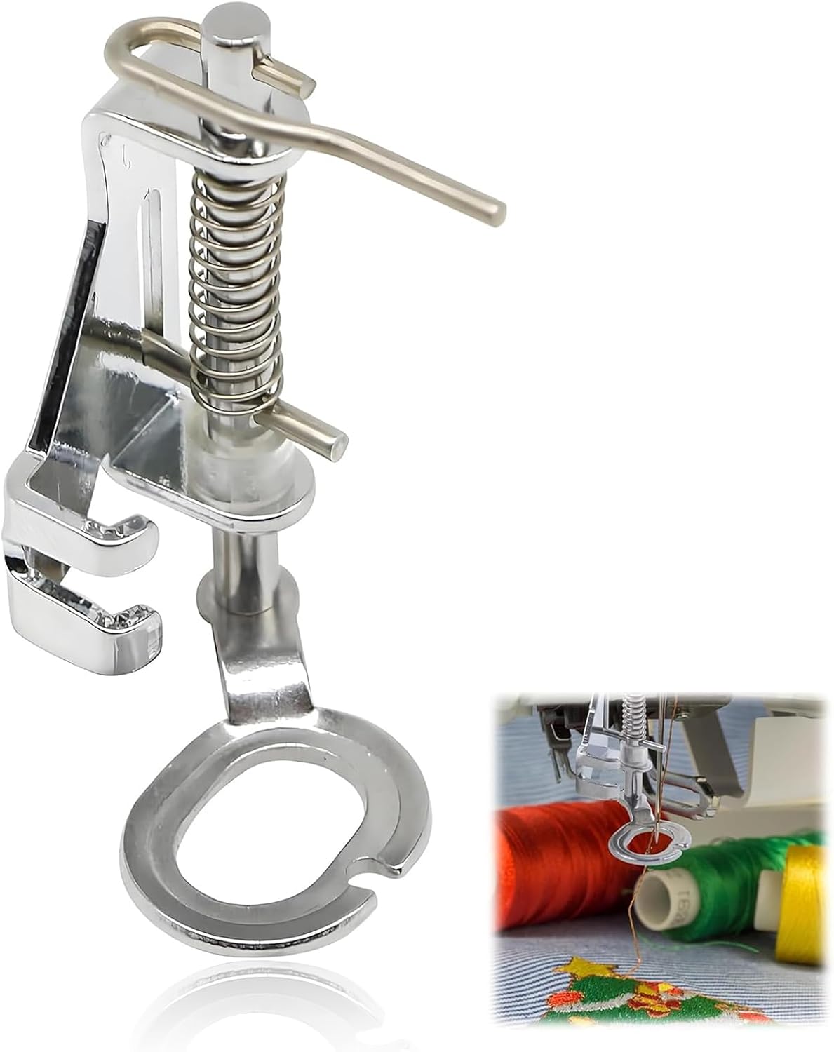 SANTUO Large Metal Free Motion Darning Sewing Machine Presser Foot, Fits Low Shank Singer, Brother, Janome, Babylock, Juki, Kenmore & More, Open Toe Quilting Foot for Sewing & Embroidery