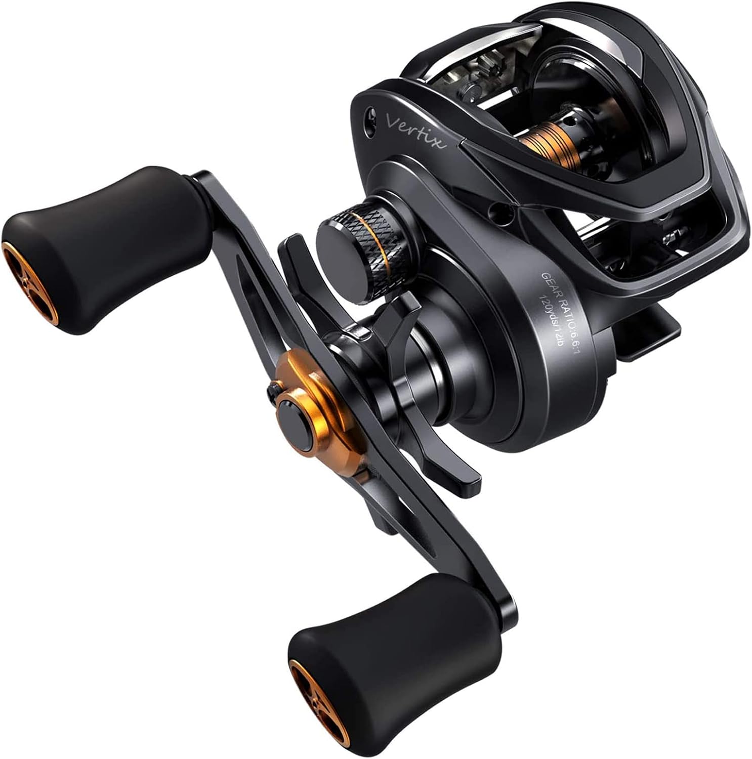 Tempo Baitcasting Reel, Super Smooth 91 BB,20LBs Carbon Fiber Drag, 6.6:1 Brass Gear Ratio Low Profile Design Fishing Reel, Magnet Braking System Baitcaster Reel,Dark Grey Left