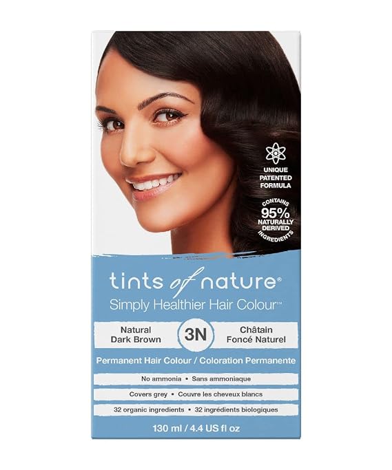 Tints of Nature 3N Natural Dark Brown Permanent Hair Dye, Vegan 4.4 fl oz