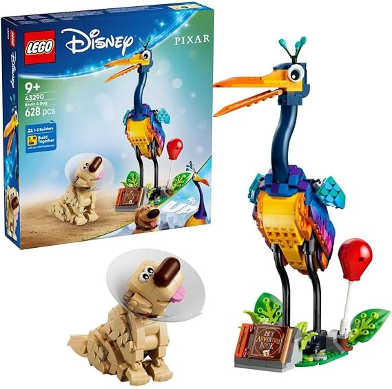LEGO Disney & Pixar Kevin and Dug Toy Blocks, Present, Birthday Gift, For Boys and Girls, Children, 9 to 11 Years Old, Elementary School Students, Disney Merchandise, Pretend Play, Dress-Up, 43290