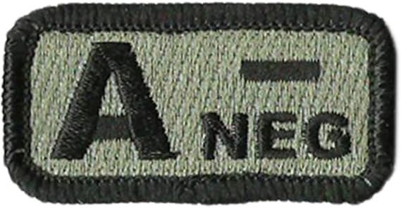 Tactical Blood Type Patches -"Type A Negative" - 2"x1"