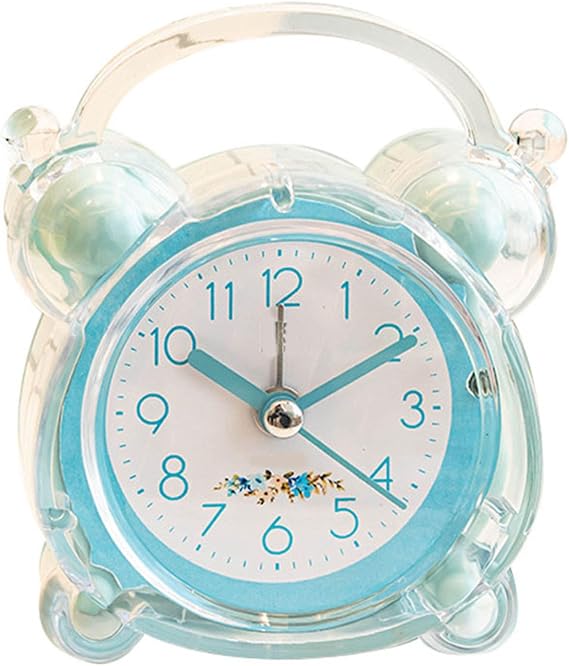 Loud Alarm Clock for Heavy Sleepers, ABS Twin Bell Analog Kids Alarm Clocks Silent Non Ticking Quartz Clock for Bedrooms Bedside, Blue (Battery Not Included)