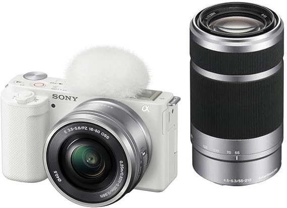 Sony ZV-E10 Mirrorless Interchangeable Lens Vlogging Camera with 16-50mm Lens, Black - Bundle with E 55-210mm f/4.5-6.3 OSS High Definition Telephoto Lens