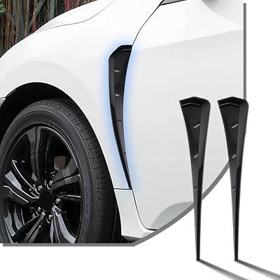 2 PCS Car Fender Side Vents, ABS Carbon Fiber Spoiler, Fender Decorative Stickers, Air Flow Intake Hole Grille Auto Exterior Accessories Universal Black