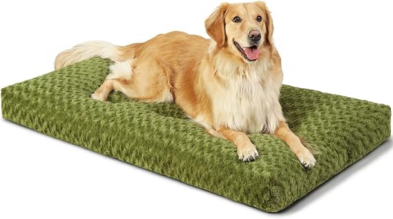 KSIIA Washable Dog Bed Medium Size Dog Crate Bed Pet Mat 35"x23" Green