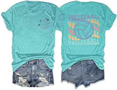 Volleyball Shirts Women Volleyball Mom T Shirts Game Day Team Tee Tops Graphic Casual Short Sleeve Shirts
