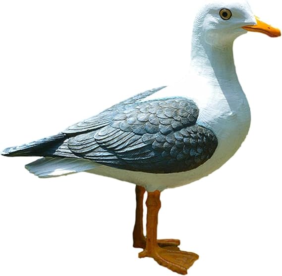 Realistic Seagull Statue, 12 in Height, Blue and White Feathers 111