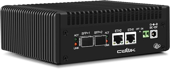 CWWK S8 N150 Mini PC (Upgraded N100) Firewall Appliance, 2 x 10GbE SFP+ Mini Computer with 2 x i226-V 2.5GbE LAN, OPNsense Micro PC DDR5 8GB RAM 128GB SSD, USB-C, TF, 2-Display