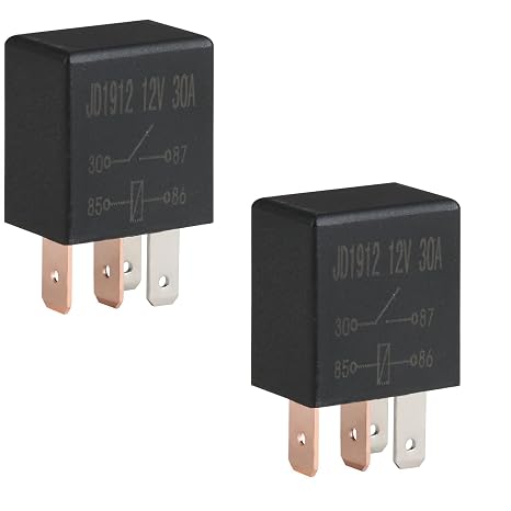 2 Pcs Universal JD1912 Safety Relay Switch 4 Pin DC 12V 30A | Multipurpose Automotive Starter Relay Replacement Parts for Trucks, Motorcycle, Boat, Fans, Air Conditioners, Oil Pumps