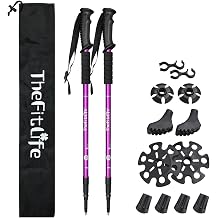 TheFitLife Hiking Walking Trekking Poles - 2 Pack With Antishock And Quick Lock System, Telescopic, Collapsible, Ultralight For Hiking, Camping, Mountaining, Backpacking, Walking, Trekking