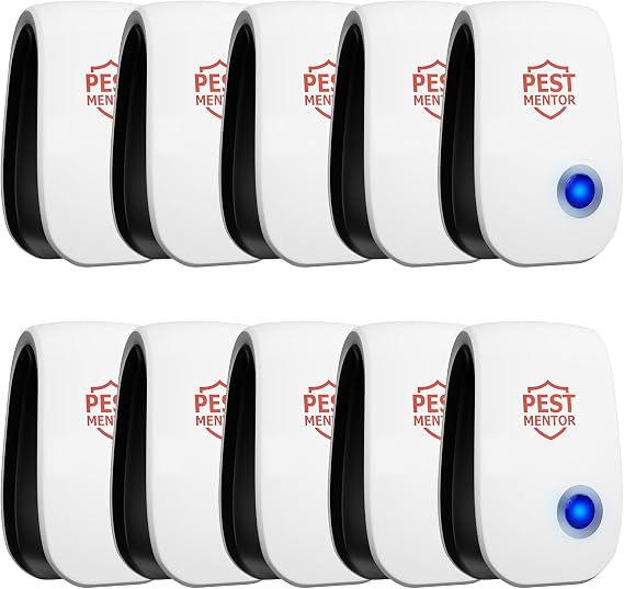 Ultrasonic Pest Repellent Plug in Indoor,Advanced Electronic Pest Control for Home Office Kitchen Warehouse Hotel,Rodent Spider Cockroach Mosquito Ant Deterrent with Night Light,10 Piece