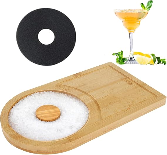 Margarita Salt Rimmer Set, Bamboo Wood Glass Rimmer for Cocktails,Party BarMargarita Salt Rimmer, Sugar and Salt Rimmer