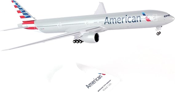 SkyMarks American Airlines Boeing 777-300 1/200 Airplane Model Kit New Livery Highly Detailed Snap-Fit Collectible with Display Stand for Adult Collectors Ages 14+