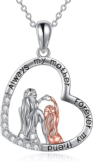 YAFEINI Gifts for Mom 925 Sterling Silver Mother and Daughter Necklace Mother's Day Birthday Pendant Jewelry for Mom Women