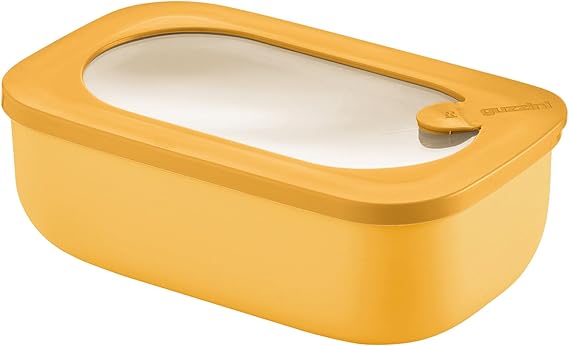 Guzzini - Kitchen Active Design Store & More Organic Tight Closing Rectangular Containers for Fridge/Freezer/Microwave - Mango Yellow 20 x 12 x H7 cm 900 ml - 171001236