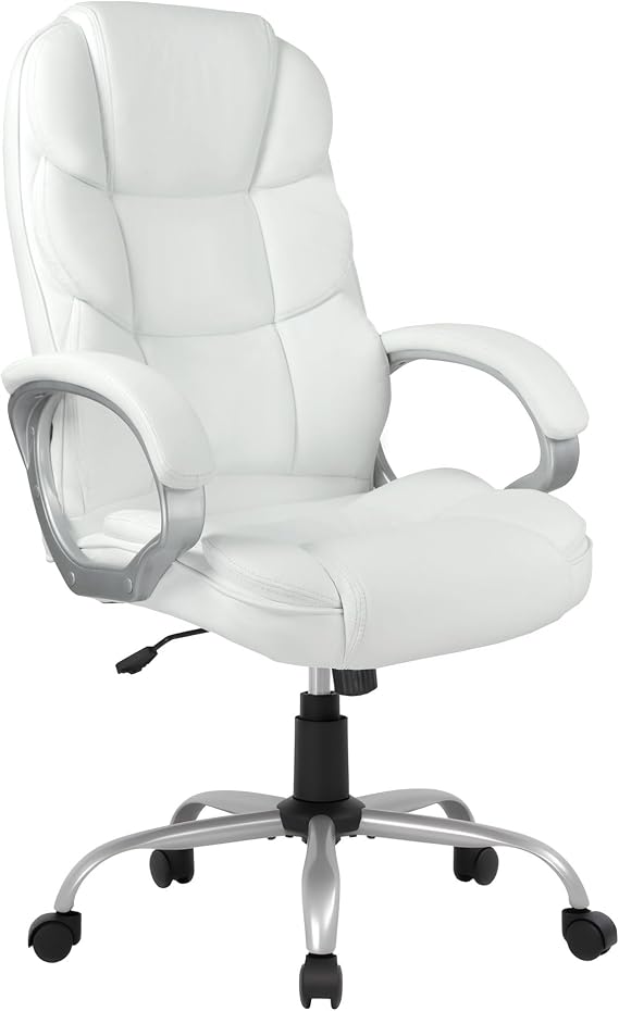 FDW Office Chair Computer High Back Adjustable Ergonomic Desk Chair Executive PU Leather Swivel Task Chair with Armrests Lumbar Support (Beige)