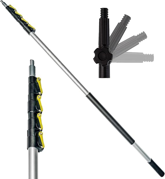 DOCA Telescoping Pole 6-24 Ft - Extension Pole for Cleaning, Feather Duster, Window Washing Kit, Paint Roller, Window Squeegee - High Reach Extendable Kit for Indoor & Outdoor - Pole Only