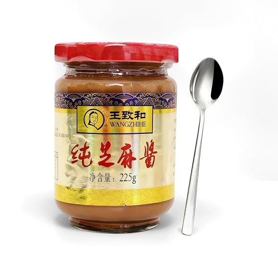 Pure Sesame Paste,7.94 oz,Free spoon included (1 Bottle) | Great for noodles, hot pot & dips.Pure roasted sesame, rich nutty taste