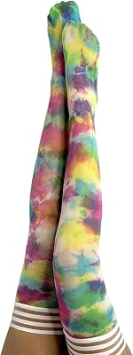 Kixies Thigh Highs | Thigh High Womens Stockings with No Slip Grip Stay Ups Thigh Bands | Womens Thigh High Stockings |Sexy Thigh High Stockings & Lingerie for WomenGilly Multi Color Tie Dye |1333A