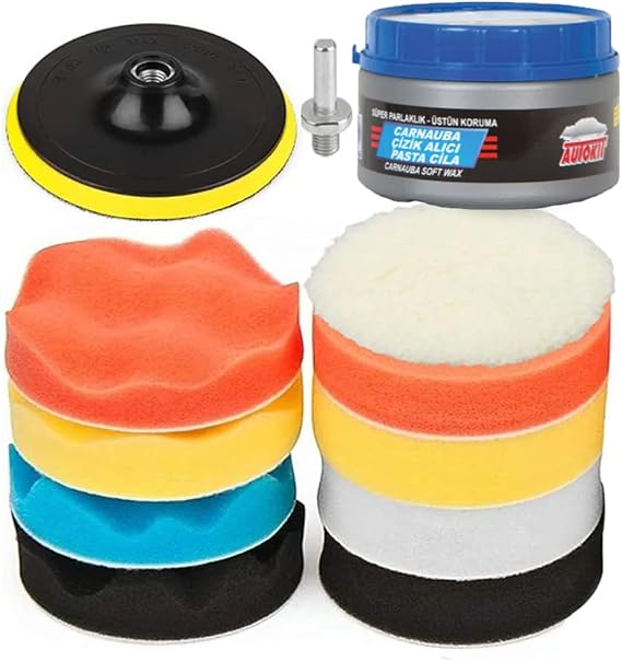 Telvesse Polisaj Süngeri Pasta Cila Seti 12 Parça Sünger UV Korumalı Çizik Alıcı Pasta Cila Macunu Seti, Telvesse