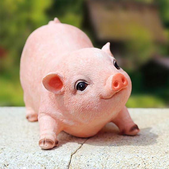 Animal Garden Gnomes Statue Cute Pig Funny Outdoor Sculpture Resin Lawn Ornaments Decor Indoor Outdoor Figurines for Garden and House (Cut Pig)