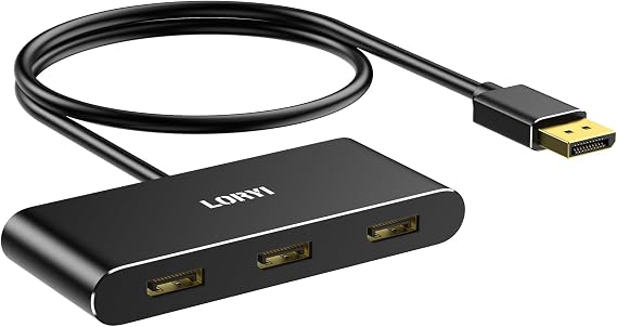3-Port Displayport Splitter,DP1.4 to 3DP Multi-Monitor Splitter,Single 8K, Dual 4K 120Hz,MST Displayport hub 1 in 3 Out,Windows Only