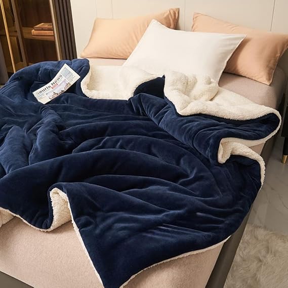 Sherpa Polar Battaniye Çift Taraflı Çift Kişilik 220x240 cm Lacivert