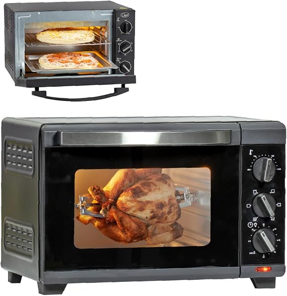 Quest 35389 20 Litre Mini Oven / 6-in-1 Countertop Electric Oven for Cooking/Roast, Bake, Grill, Toast, Rotisserie & More / 60 Minute Timer/Adjustable Dial Controls/Easy to Use/Dishwasher Safe