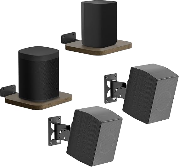 Universal Wooden Speaker Wall Shelf and Adjustable Speaker Mount for Samsung