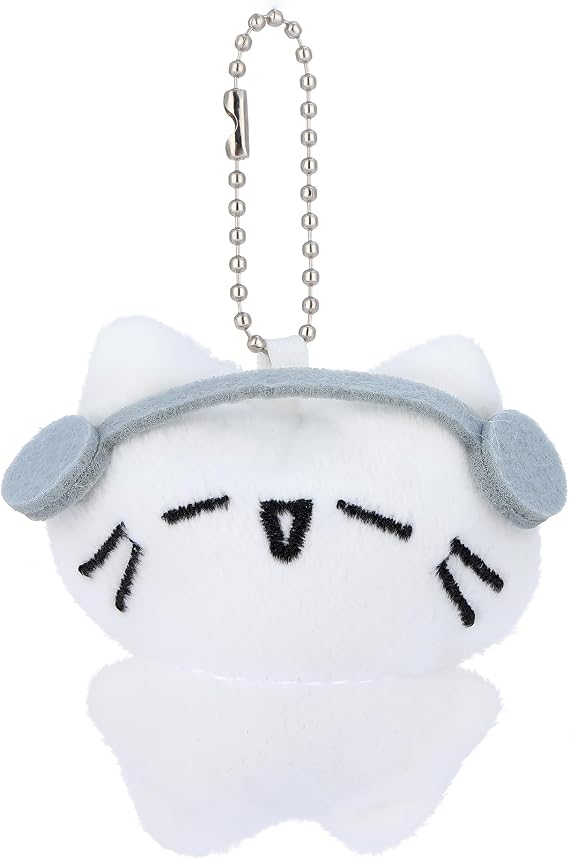 PUCAPOCO Cute Headphones Cat Keychain Kawaii Plush Kitten Bag Charms for Couples BFF Bag Backpack Handbag Purse Car 2PCS