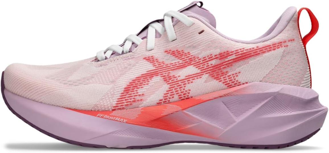 ASICS Women's NOVABLAST 5 Running Shoe, White/Coral Leaf, 12