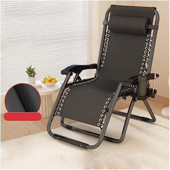 Etlegor Zero Gravity Lounge Chairs, Outdoor Adjustable Reclining Patio Chair Steel Folding Recliner with Cup Holder for Deck, Beach, Yard(Black-A)