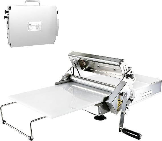 Folding Dough Sheeter(15.5" ), Folding Dough Rolling Machine, Stainless Steel Adjustable Thickness 0.2-27mm, Manual Dough Sheeter for Croissants, Pizza, Pastry, Home & Commercial Use 0p2