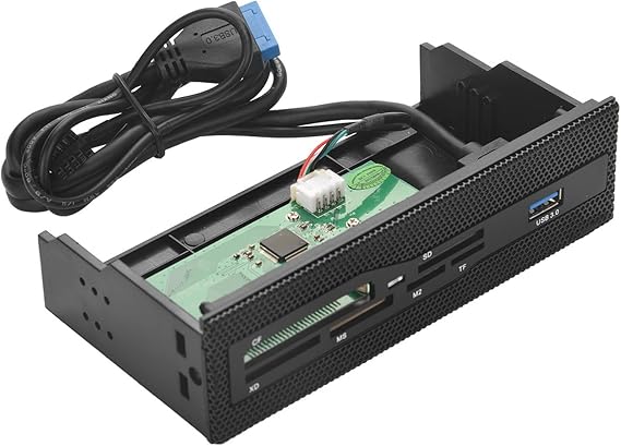 PC Front Panel Card Reader, USB 3.0 Internal Memory Card Reader for 5.25in Drive Bay, Supports SD/TF/CF/MS/M2/XD, Multi-Format Front Panel Dashboard