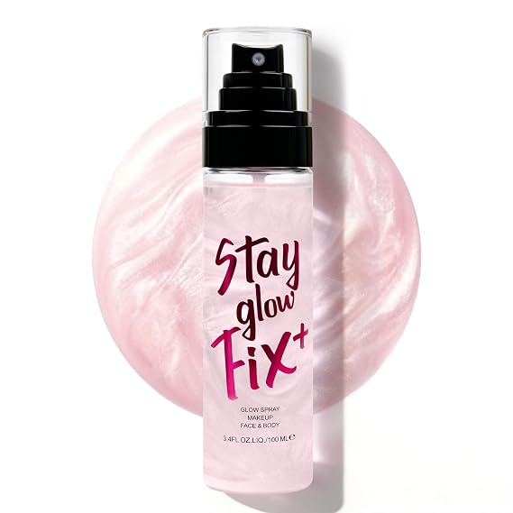 Makeup Setting Spray, Long Lasting Shimmer Fixing Spray for Face Body Makeup, Lightweight Hydrating Setting Mist with Dewy Finish, Waterproof Resistant Face Make Up Primer for All Skin Type, 3.4 Fl Oz