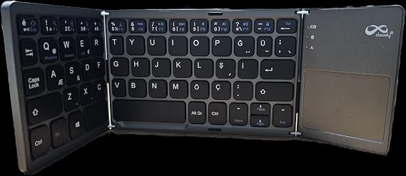 Cloody Touch Pro Foldable Bluetooth Mini Keyboard Turkish Q Android/iOS