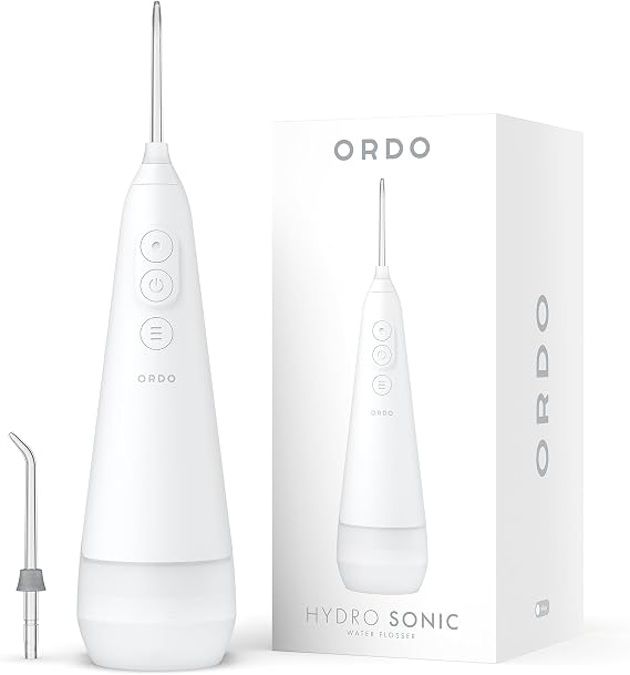 ORDO Hydro Sonic Water Flosser, Cordless, 3 Pressure Settings, White | Travel water flosser, USB charger, portable, dental professional recommended oral irrigator