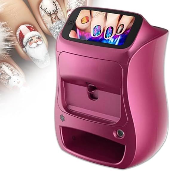 Touch Screen Nail Printer, Phone Control Digital Nail Art Printer, Automatic DIY Mobile 3D Nail Printer for Home, Shopping Malls,Purple