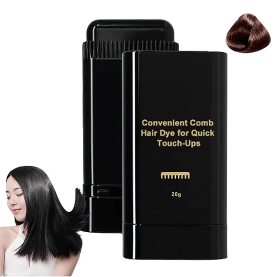 White Hair Concealer Stick for Women, Hair Color Stick, Waterproof and Sweat-Proof Hair Dye Comb, 2-in-1 Hair Dye Sticks, Portable Hair Color Touch-Up stick for Women & Men (Coffee)