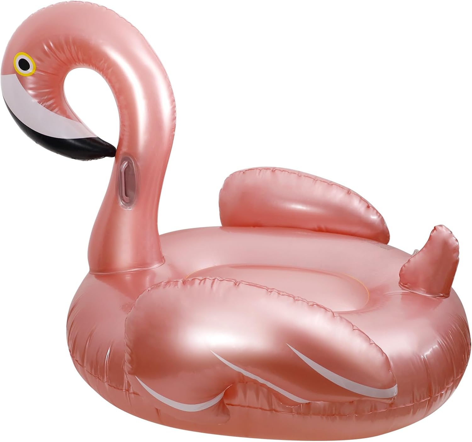 Inflatable Flamingo Pool Float for Adults with Balanced Handle Support, Rose Gold Pool Decorations Outdoor Lounger for Beach Travel Summer Party Relaxation and Water Photography