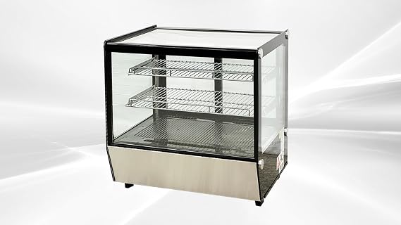 Commercial Bakery Display Refrigerator, ETL Countertop Fridge with LED Lighting, Desktop Vertical Refrigerated Case Restaurant Pastry Deli Stainless Base Curved Glass Cooler, Black 28" 120 L