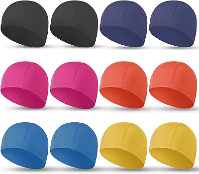 12 Pieces Cloth Elastic Swim Caps for Both Women & Men & Kids Fabric Durable Non-Waterproof Swimming Pool Cap Bathing Cap