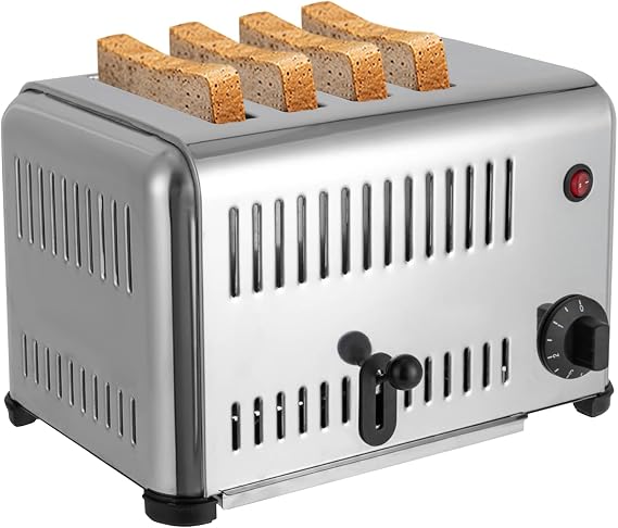 4 Slice Bread Toaster, 1650W 110V Stainless Steel Pop-up Bread Baking Machine, Adjustable Quantity Toaster with Timing Function, Suitable for Family Breakfast, Commercial Restaurants, Bakeries, etc