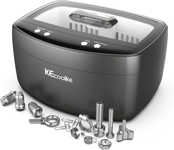 KECOOLKE 2.5L Large Capacity Ultrasonic Jewelry Cleaner with Degas, Heating and Time Setting 160 Watts Powerful Double Transducers for Jewelry Ring Silver Coins for Gifts
