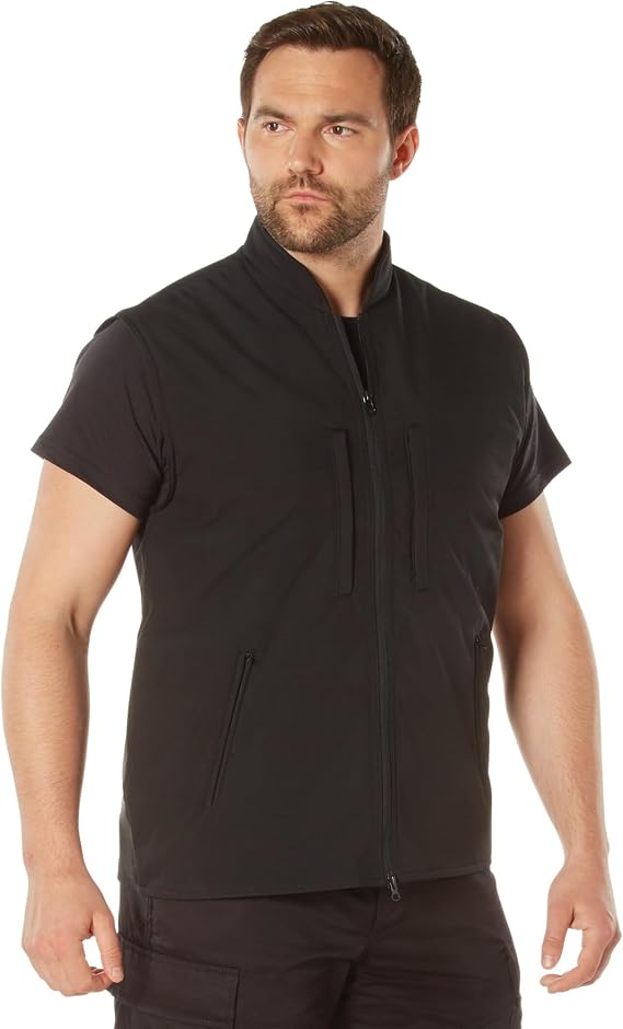 Rothco Conceal-Ops Soft Shell Vest - EDC Tactical Jacket for Hiking, Fishing, Casual Wear, and More - Black - M